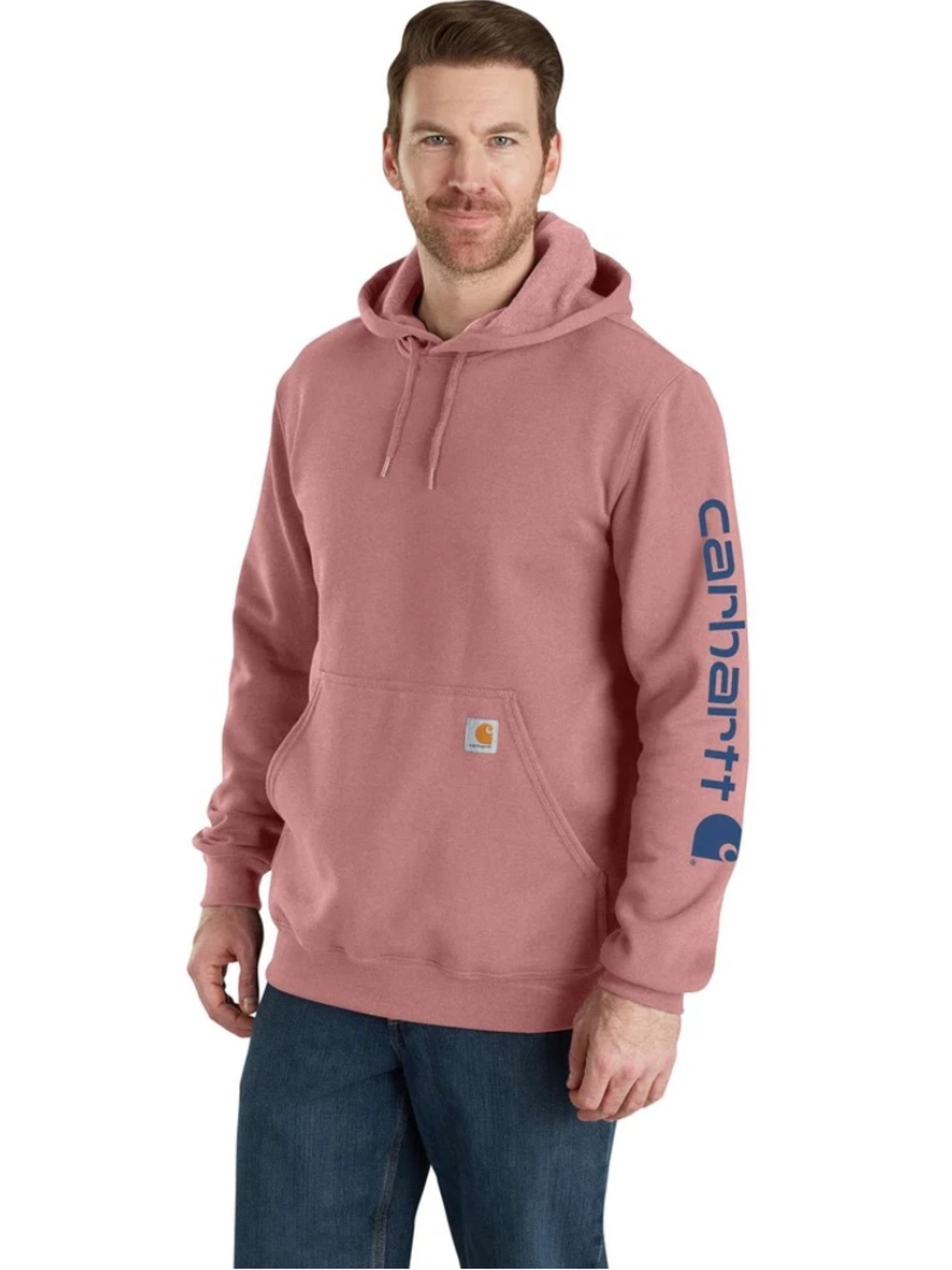 Carhartt K288 Midweight 
Logo Hoodie Pink Rose Tint Loose Oversized 
Fit SZ SM